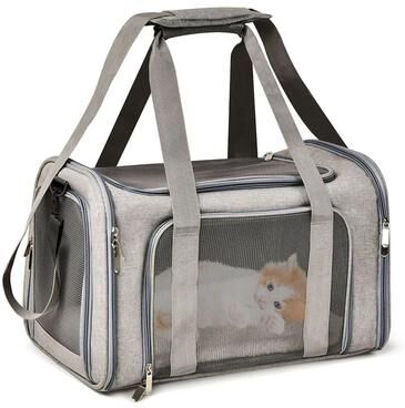 Inspired Finds Soft Side Pet Carrier Backpack Airline Approved Dog & Cat Travel Bag gray 16.93 11.02 11.02 Inches