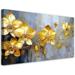 LEINWANDBILD Goldene Orchideen-Blumen-Glamour 80x40cm