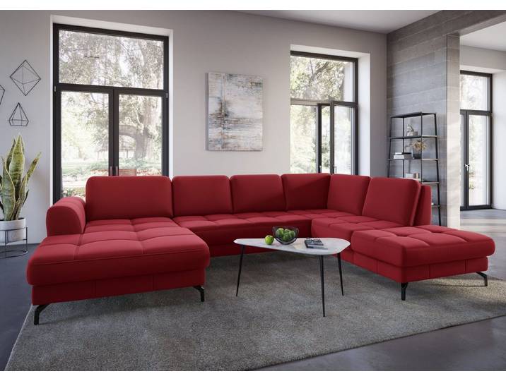 sit&more Wohnlandschaft Bendigo U-Form, inklusive Sitztiefenverstellung, Bodenfreiheit 12 cm, in 2 Fußfarben