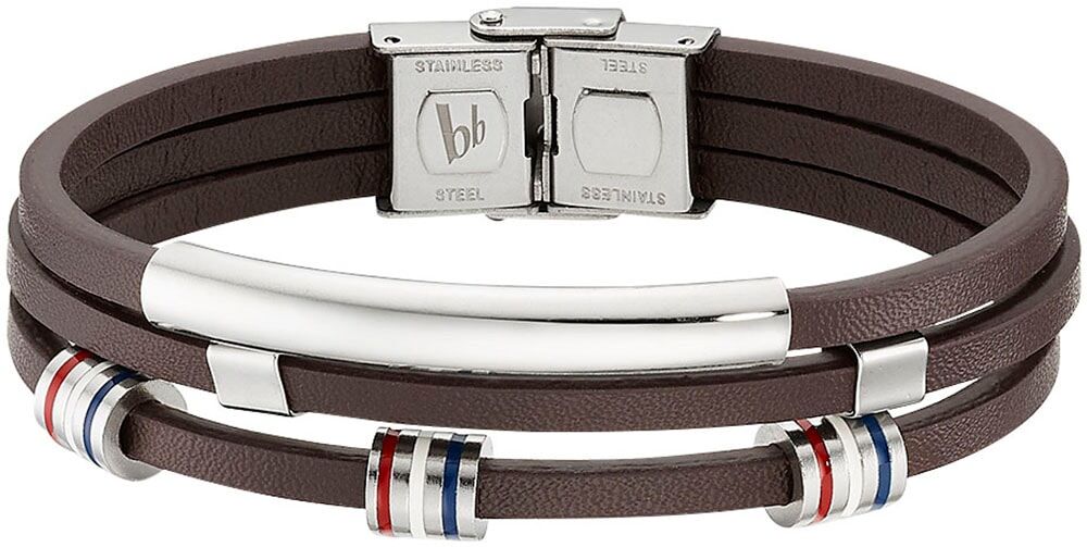 Lederarmband BRUNO BANANI "Schmuck", weiss (edelstahlfarben, braun, blau, rot, weiß), Armbänder, Damen, Edelstahl Leder, Edelstahl, Leder, Lederarmband edelstahlfarben, braun, blau, rot, weiß Edelstahl Leder