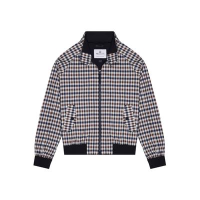 Wolljacke AQUASCUTUM ACTIVE "STRETCH HARRINGTON Herren", Herren, Gr. XL, braun (club check), Softshell, 84% Nylon, 16% Elasthan, normal normal, Jacken, Blousonjacke Herren, leichte Jacke, Sportjacke, Wetterjacke, Sale