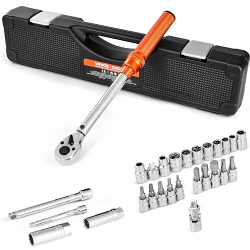 VEVOR Klik-momentsleutel 3/8 inch, 10,5-60 Nm, bidirectioneel, zilverkleurig gelegeerd staal