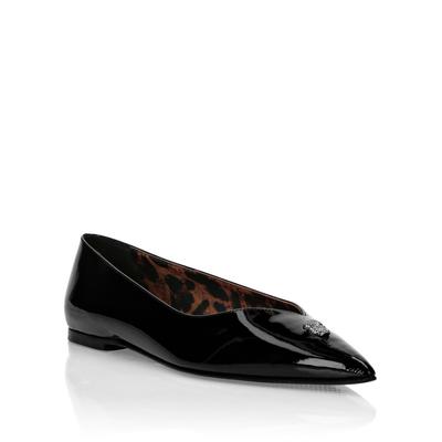 Ballerina PHILIPP PLEIN "Skull", Damen, Gr. 37, Normalschaft, schwarz (02, schwarz), Schuhe Ballerina