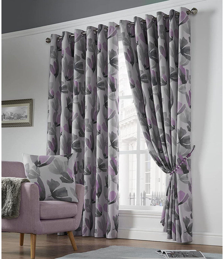 Three Posts Ontario Amsterdam Eyelet Curtains Purple 229cm Width x 274cm Drop