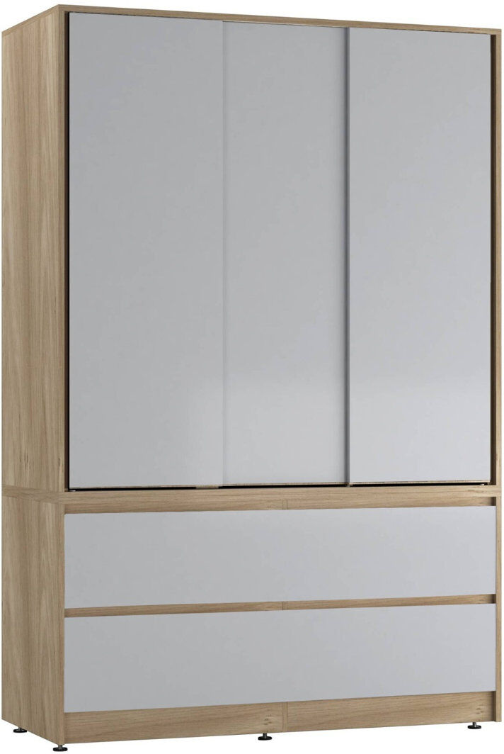 17 Stories Manufactured Wood Wardrobe Oak/Grey 120cm W X 51.5cm D