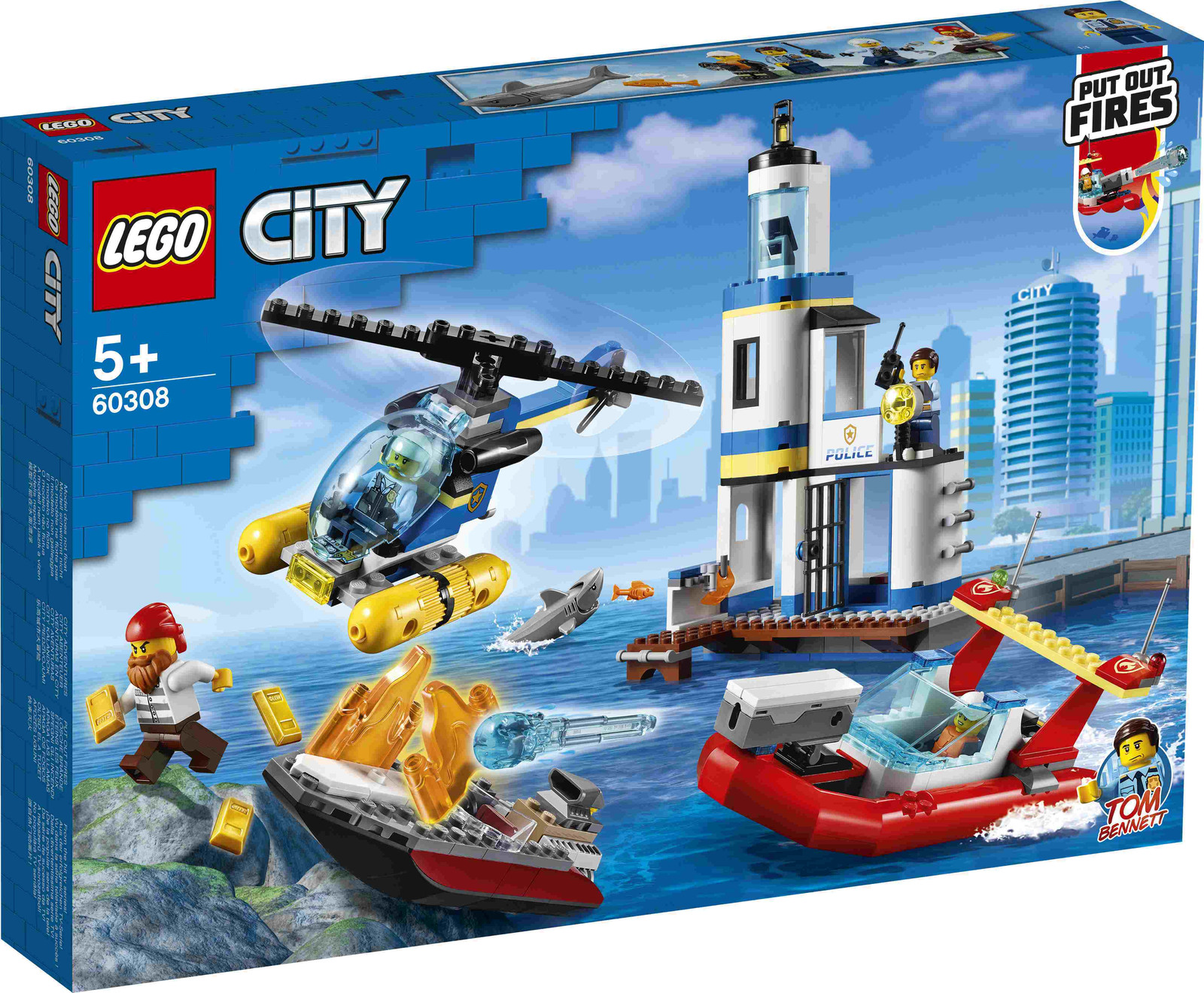 LEGO City 60308 Wildlife Politie en Brandweer in actie aan de kust speelset met helikopter