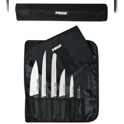 Pirge Ecco Starter Set Profi Messerset mit Tasche 7 Stück - Profi Kochmesser Set - Edelstahl Profi Küchenmesser Set - Messer Set Scharf
