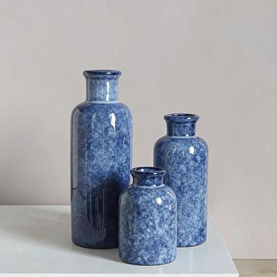 Garvee Ceramic Vase Set of 3, Vintage Chinoiserie Floral Crackle Glaze Vases