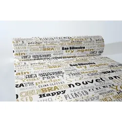 MANK Tischläufer Airlaid San Silvestro in Silber-Gold-Schwarz, 40 cm x 24 m , 1 Stück - Tischtuch Silvester