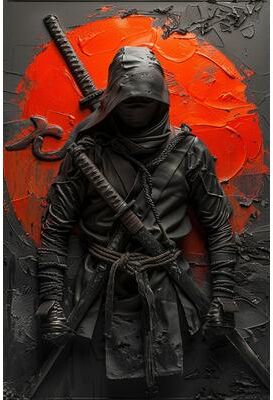 Silver Stone Store Samurai Sword Art Metal Sign Authentic Japanese Warrior Painting For Cafe, Garage & History Themed Room Decor 1 20x30cm