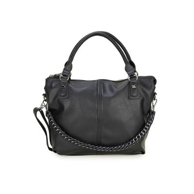 Schultertasche HARPA "MAXX", Damen, Gr. B/H/T: 12cm x 31cm x 42cm, schwarz, Lederimitat, unifarben, Taschen Schultertasche, mit dekorativer, geflochtener Kette