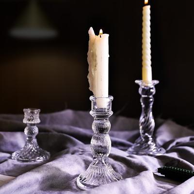 Inspire Daily Merch Pillar Glass Candle Wick Holder Clear Candlestick For Dining Table Design Decor 6