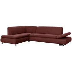 ECKSOFA mit Ottomane links Kaye Flachgewebe rot