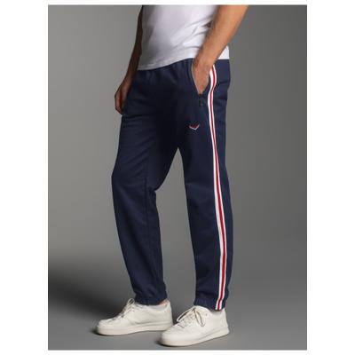 Sweathose TRIGEMA "TRIGEMA Jogginghose mit Seitenstreifen", Herren, Gr. XL, Normalgrößen, blau (navy), Sweatware, 70% Baumwolle, 30% Polyester, Basic, Hosen Sweathose