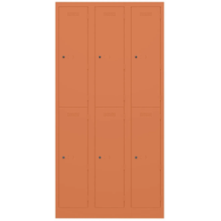 Garderobenschrank Primary Locker | 3 Abteile mit je 2 Fächern übereinander - 603 orange