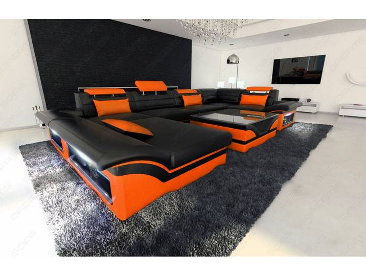 Mini Sofa Enzo U-Form in Leder