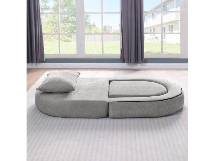 WOVREO canapé-lit compressé pliable 1 place modulable convertible en chenille gris clair avec coussin
