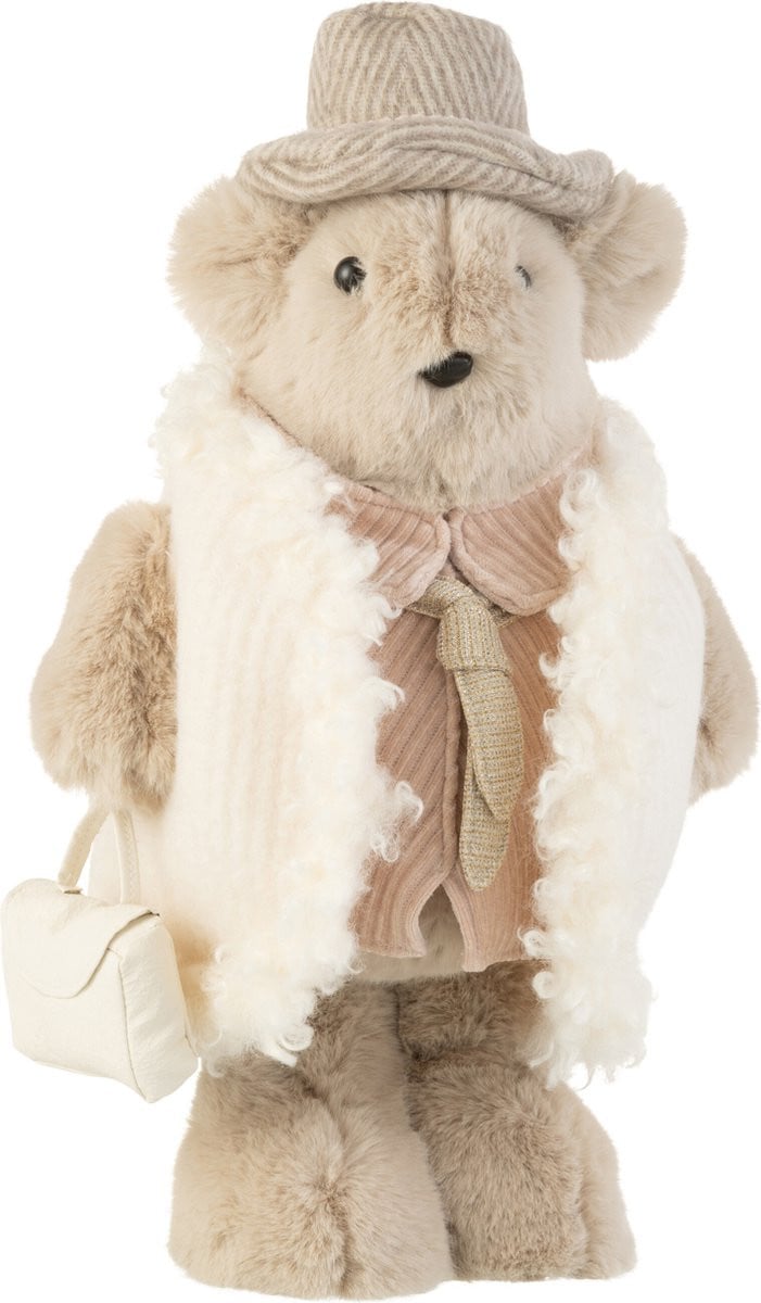 J-Line Beer met Das Decoratief Figuur - Beige - Large