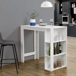 Bartisch Danderyd 120x60x106 cm mit 3 Ablagefächern Weiß [en.casa]
