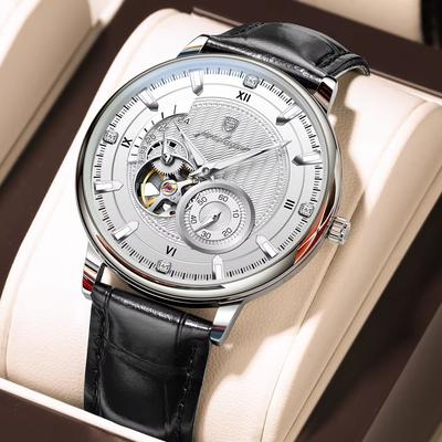 Inspired Finds POEDAGAR Men's Automatic Mechanical Watch Luxury Tourbillon Design, Waterproof & Luminous Sport Style 1416 Silver White