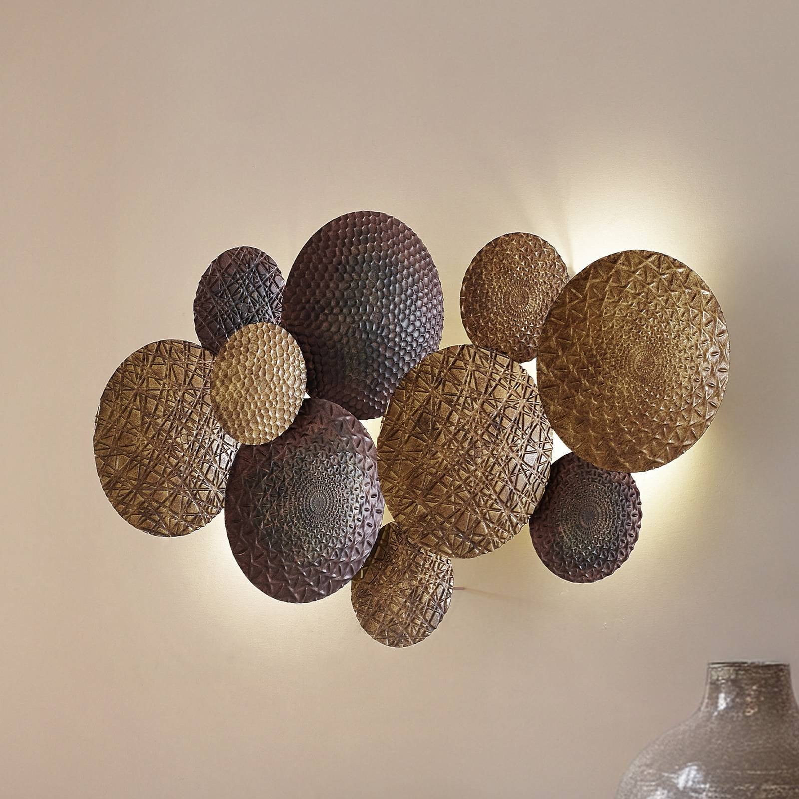 Lindby Wandlamp Cove, Messing/Goud/Koper, Dimbaar, Metaal, Oriental Design