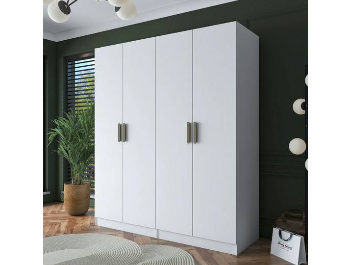 Armoire Blanche 4 Portes À Poignées Verticales Byron