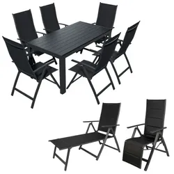 Lex Alu Gartensitzgruppe Gartenmöbel Set Gartenset Sitzgruppe Essgruppe 9-teilig
