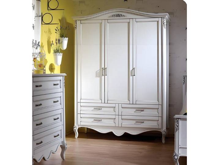 Xlmoebel Kleiderschrank Weißer Holz-Kleiderschrank mit eleganter Gestaltung und Schubladen (Kleiderschrank, 1-St., Kleiderschrank) Made in Europa