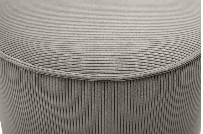 Miliboo Runder Samtpouf in Taupe mit Rippenmuster D40 cm PAUL