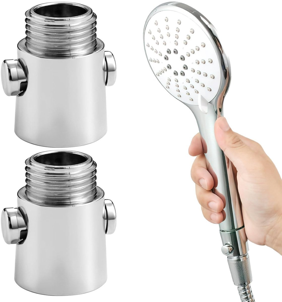 Set van 2 Diverterkleppen voor Douche en Keuken, Zilver, G1/2