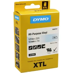 Dymo Label Band XTL 1868741 Vinyl schwarz auf transparent  12mm x 7,5m