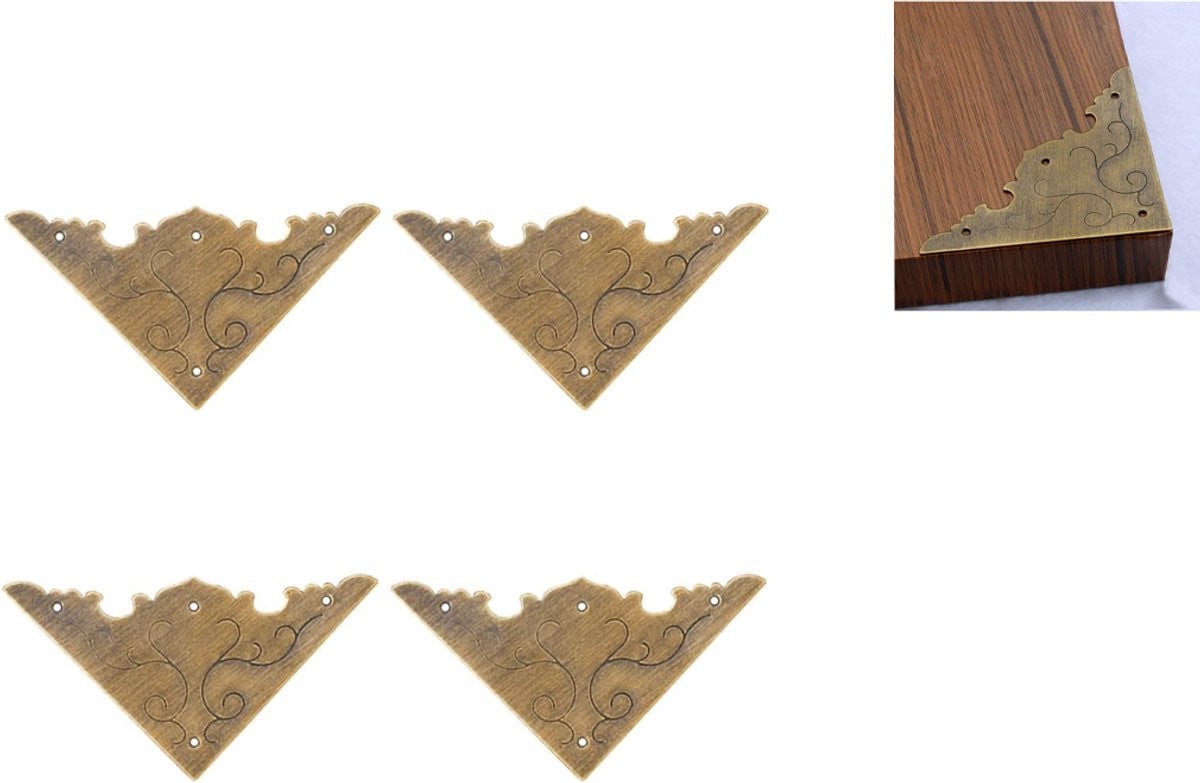 Set van 4 antieke messing hoekbeschermers voor meubels en boeken