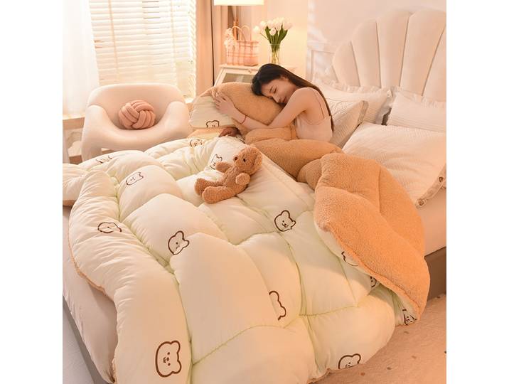 Couette double en laine d'agneau épaissie pour la maison et l'hôtel, couette, couverture, velours, doux, chaud, printemps, automne, hiver