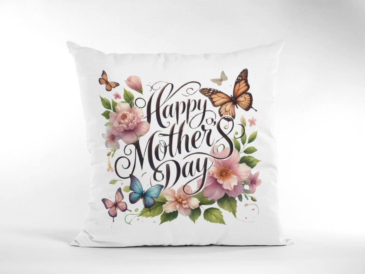 Happy Mother's Day Sierkussen met Bloemen en Vlinders