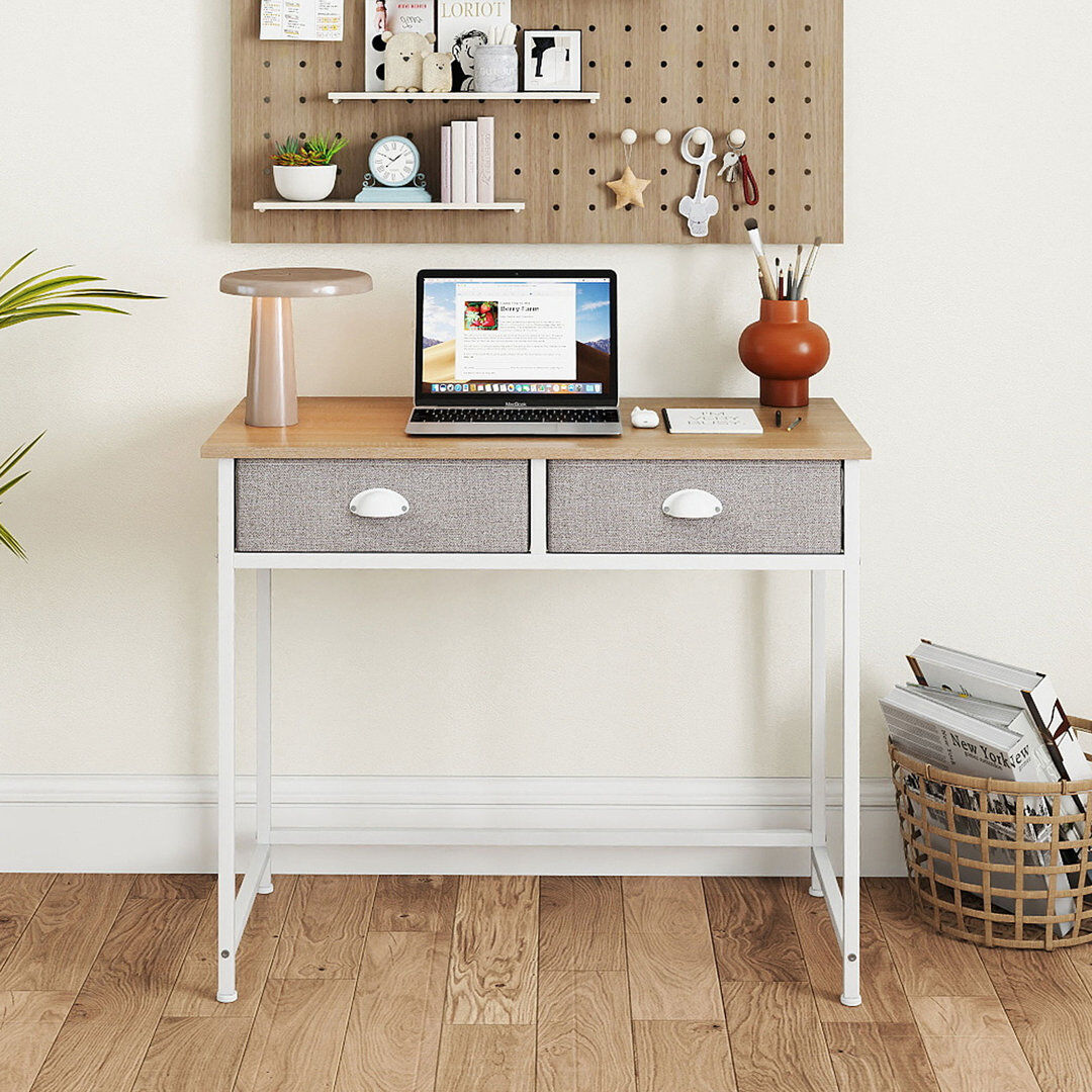 Ebern Designs Iron Computer Desk Yellow 75cm H X 90cm W X 45cm D