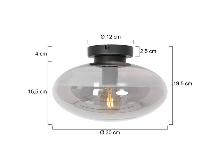 Steinhauer Deckenlampe Reflexion, dimmbar, alu / grau / zink, für Wohn- / Esszimmer, Glas, Deckenlampe