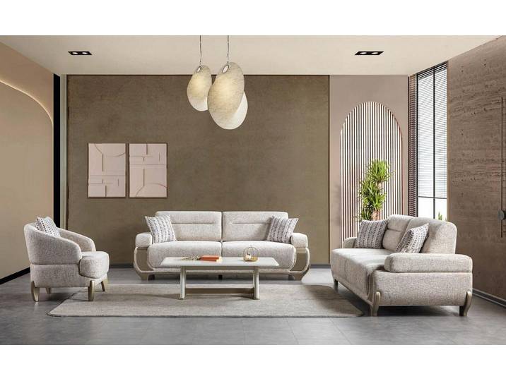 Xlmoebel Polstergarnitur Moderner weißer Sessel mit Couchtisch und gepolstertem Stoff, (1-tlg), Made in Europa