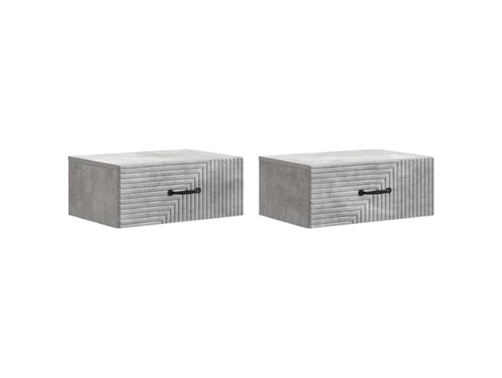 LMTYOENFG Hängende Nachttische 2er Set Betongrau 49x34,5x20 cm Schwebendes Wanddesign fürs Schlafzimmer: Robuster Holzwerkstoff schafft moderne Optik und offene Bodenfreiheit.