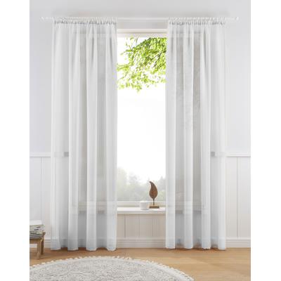Gardine OTTO HOME "TENDER, 1 Stück, Kräuselband, transparent, Leinen Optik" Gr. 2, weiß, B:135cm H:175cm, Polyester, Gardinen, Gardine, Leinen Optik mit Struktur, monochrom, Bestseller