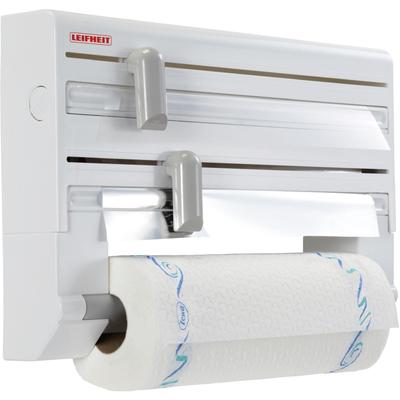 Wandrollenhalter LEIFHEIT "Parat", weiß, B:38,5cm H:26,5cm T:7cm, Kunststoff, Küchenrollenhalter, Kunststoff, 3-in-1