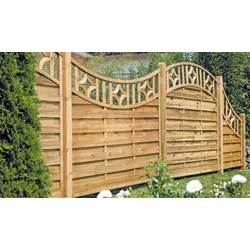 Zaunfeld Köln Doppelbogen 180 x 160 cm auf 140 cm– Holzsichtschutz aus Kiefer/Fichte – Gartensichtschutz mit Rankgitter – Zaun für Garten