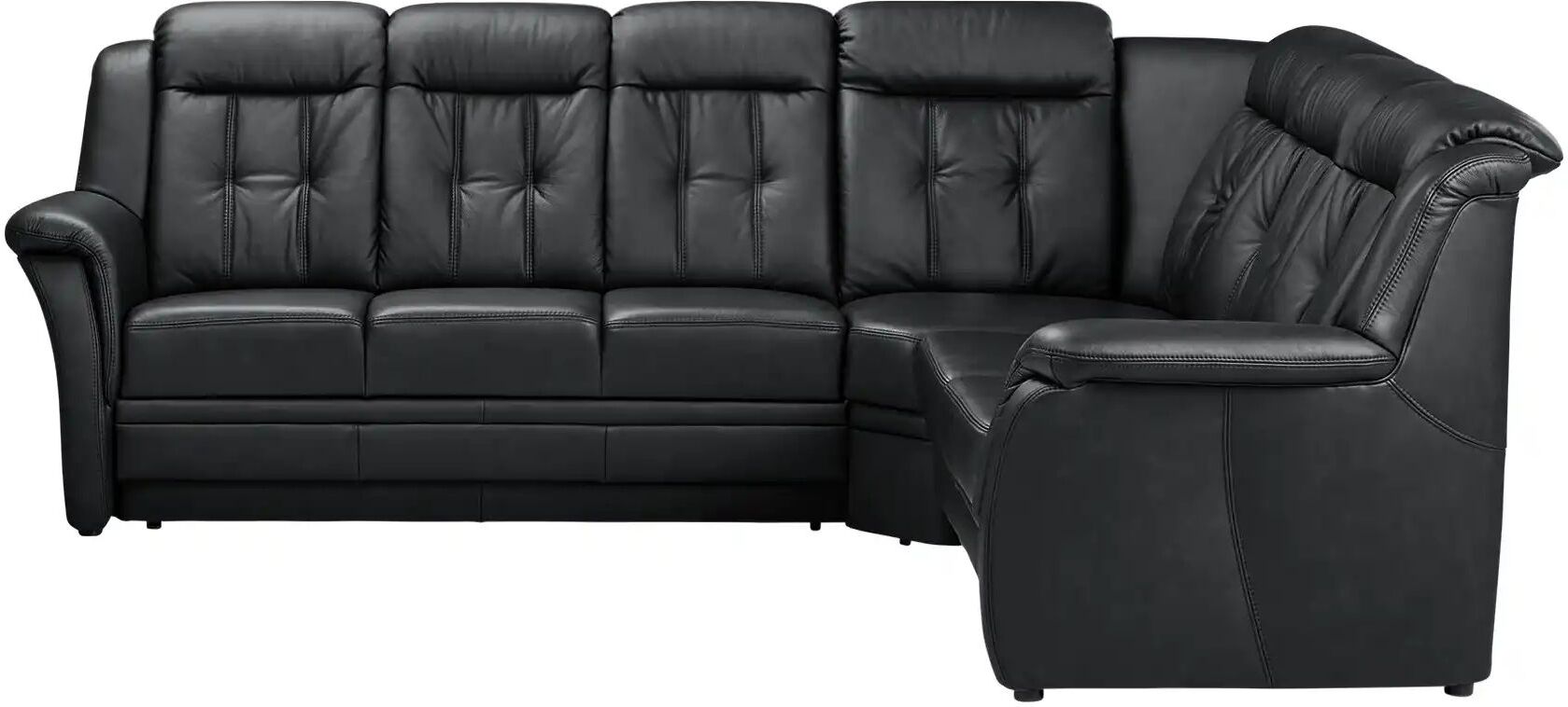 Polstermöbel Oelsa Komfort-Ecksofa aus Leder  Andorra ¦ schwarz ¦ Maße (cm): B: