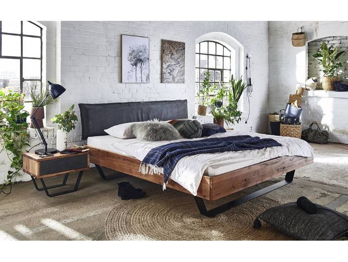 Bett MODERN mit Velourskopfteil und Metallkufen – 3%-Vorkasse-Rabatt