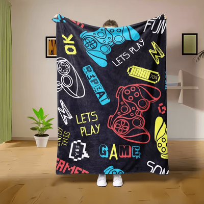 Inspire Curations Colorful Gamepad Flannel Gaming Throw Blanket ty02 150x200cm
