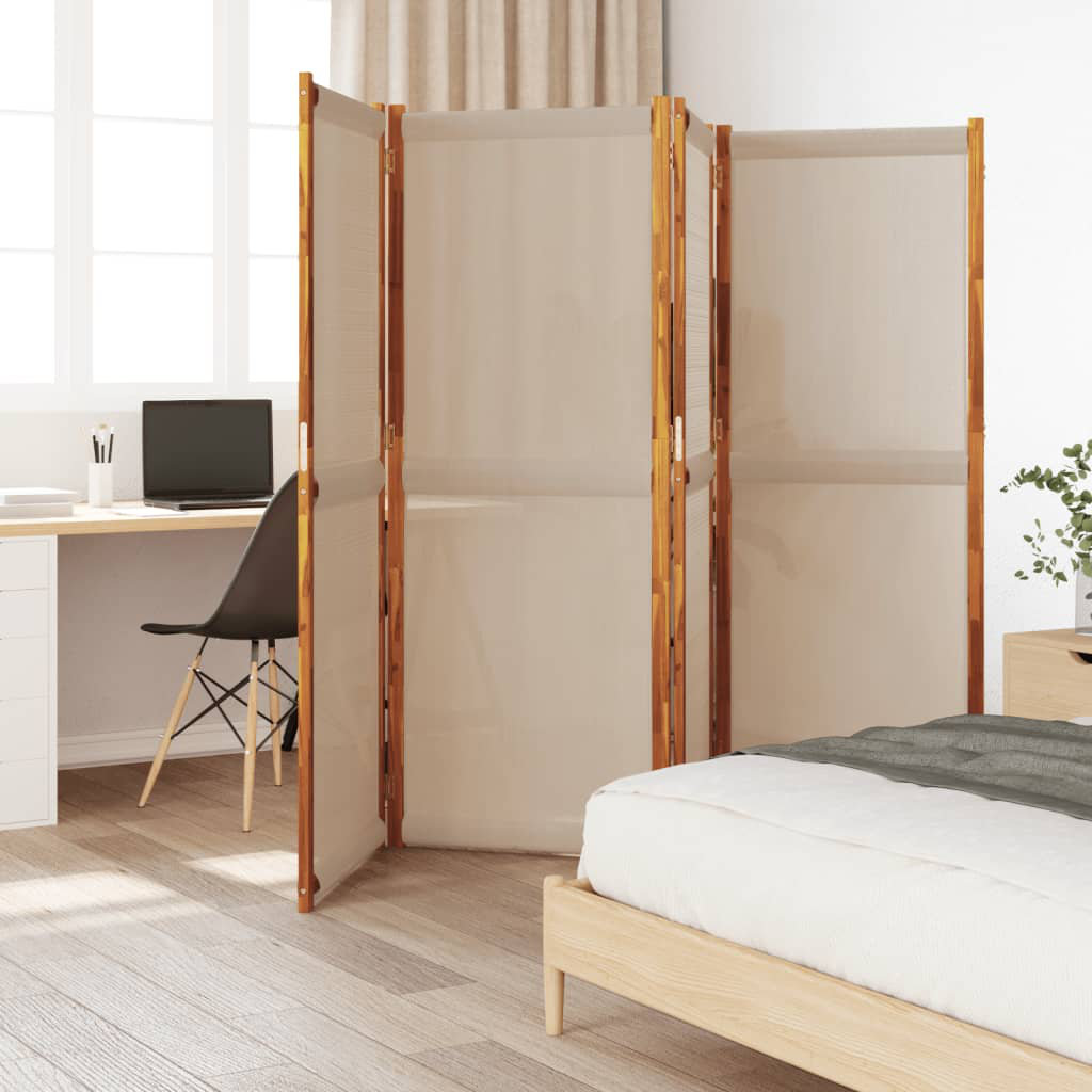 Alpen Home Metts 457.2cm H Solid Wood Folding Room Divider Taupe 180cm H x 280cm W