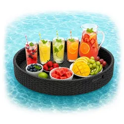 Relaxdays Schwimmendes Tablett für den Pool Schwarz