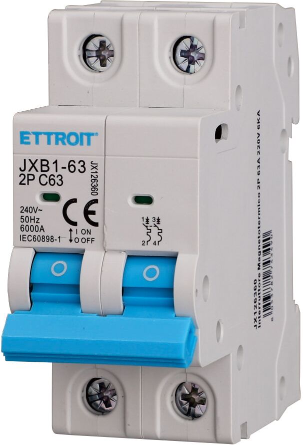 Ettroit Interruttore Magnetotermico 2p 63 A 6 Ka  Jx126360