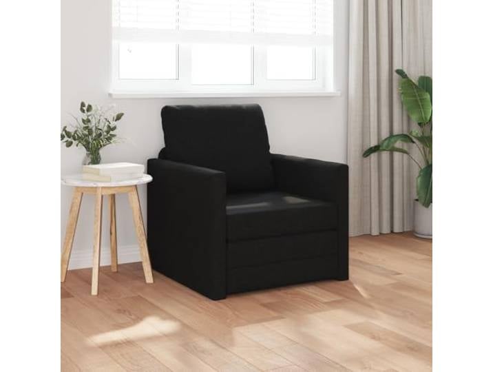 HEFZGDB 2-in-1 Fußboden Sofa Bett Schwarz 74x77x81 cm Stoff Multifunktionales Design als Stuhl und gemütliches Bett mit abnehmbarem Bezug und weicher Polsterung für Entspannung