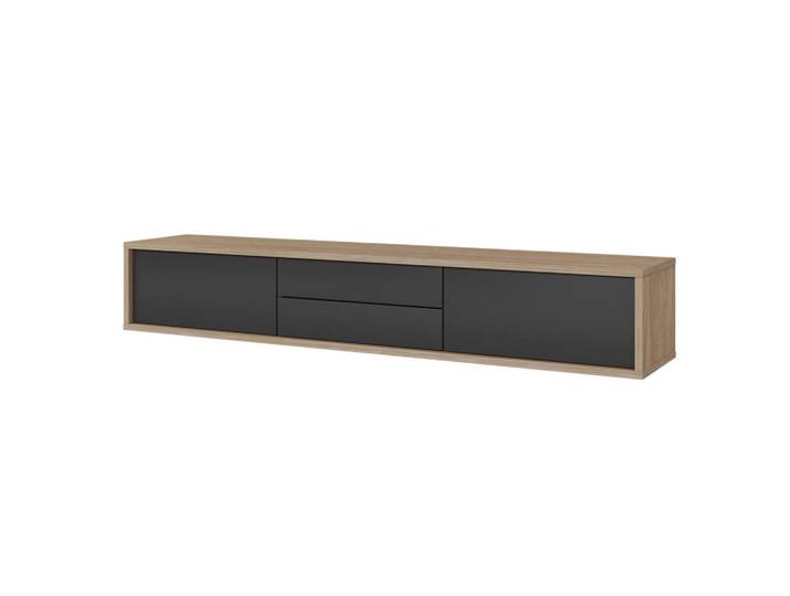 Selsey Tv-Lowboard Moddern Eiche / Anthrazit 180 cm, Beige, 2 Fächer, 2 Schubladen, Rechteckig, 180x32x36 cm, Wohnzimmer, TV Möbel, Lowboards, Lowboards stehend