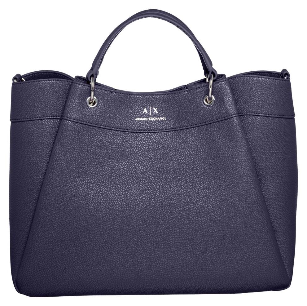 Armani Exchange Women's Essential, Wave, front logo shopping bag, Blue, one size